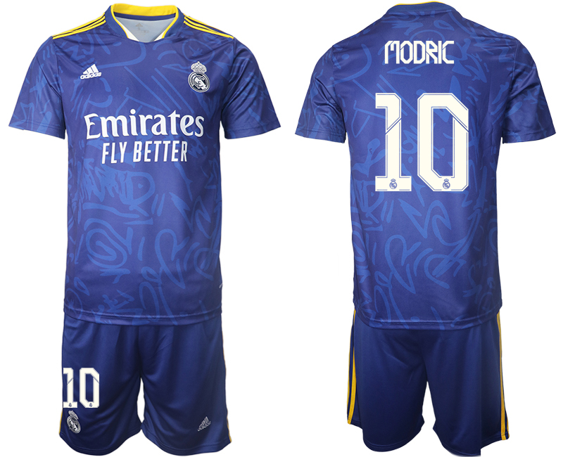 Men 2021-2022 Club Real Madrid away blue #10 Soccer Jersey->real madrid jersey->Soccer Club Jersey